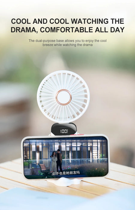 Mini ventilateur USB portable pliable | 5 vitesses suspendu au cou rechargeable mains libres