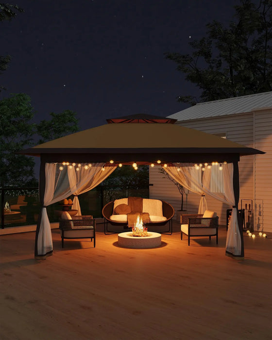 Tonnelle de jardin 3x3M étanche avec moustiquaire UV50+