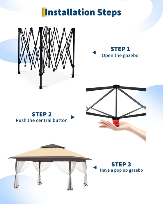Tonnelle de jardin 3x3M étanche avec moustiquaire UV50+
