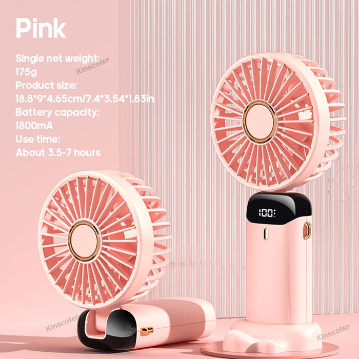 Mini ventilateur USB portable pliable | 5 vitesses suspendu au cou rechargeable mains libres