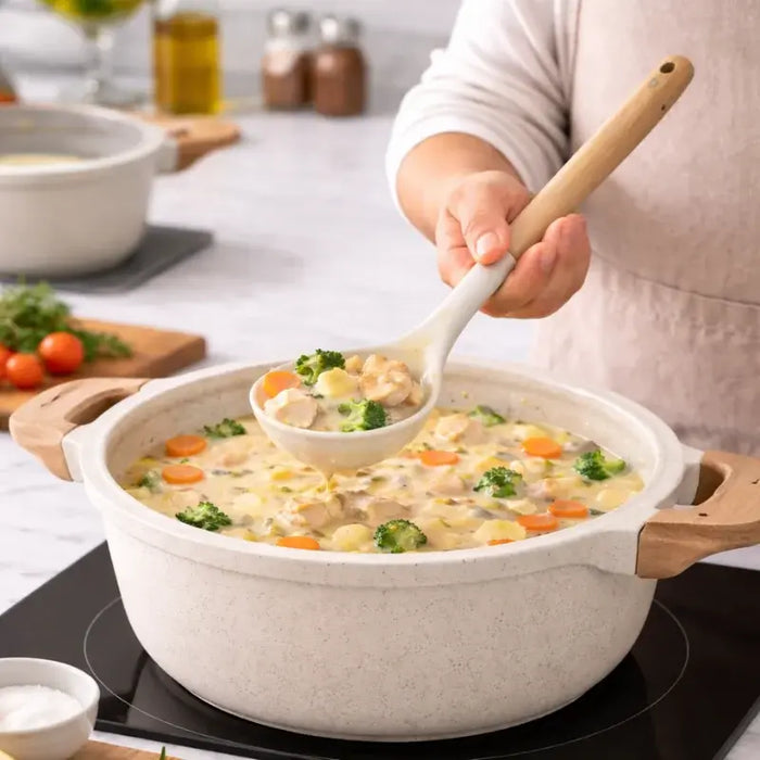 Batterie de cuisine en granit 14 pièces Just Perfecto – Beige antiadhésive avec couvercles