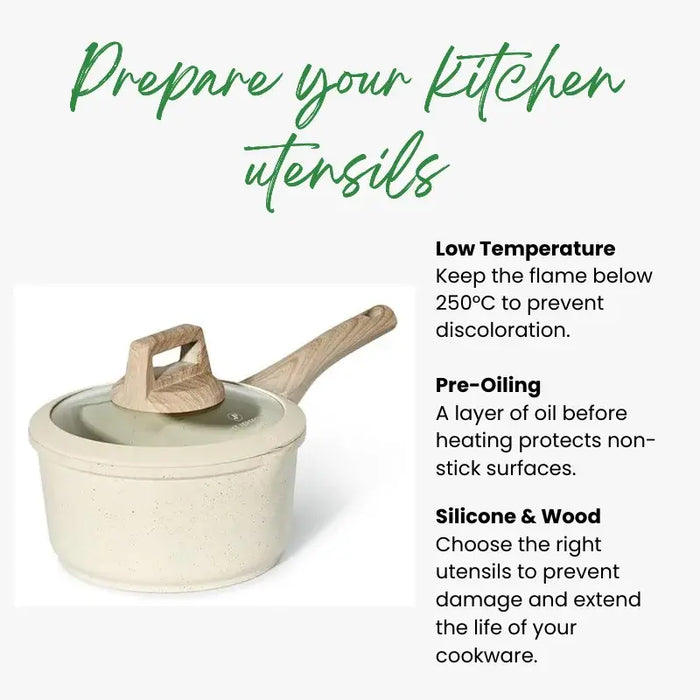 Batterie de cuisine en granit 14 pièces Just Perfecto – Beige antiadhésive avec couvercles