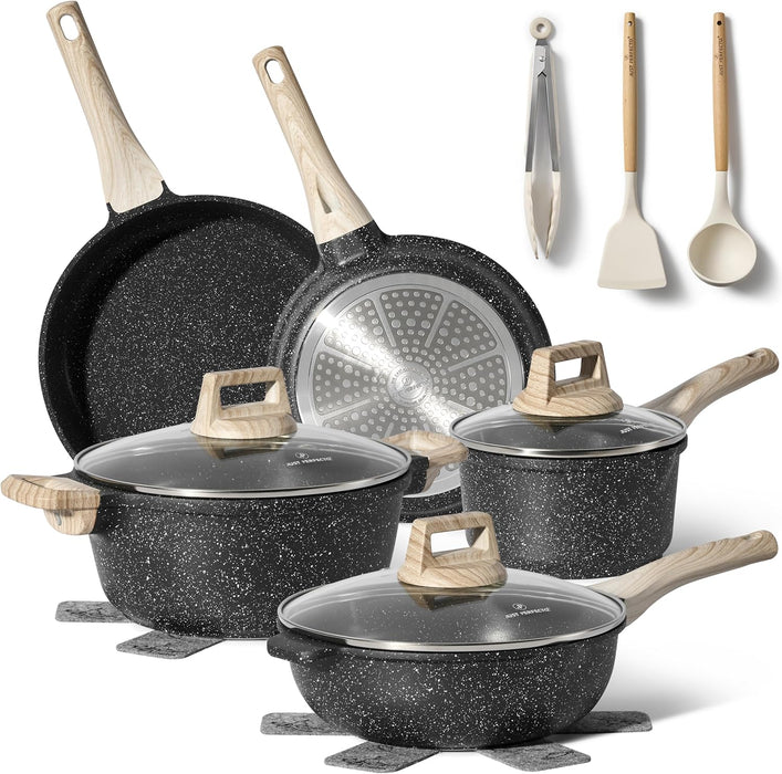 Batería de Cocina Granito 13 Piezas Just Perfecto – Negro Antiadherente Completa