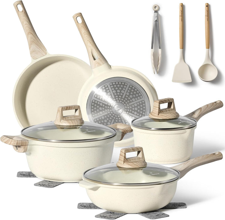 Batería de Cocina Granito 13 Piezas Just Perfecto – Beige Antiadherente Completa