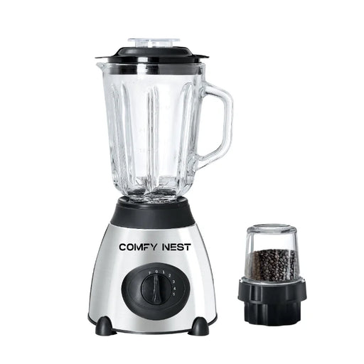 Batidora de Vaso y Molinillo Comfy Nest – Jarra de Cristal 5 Velocidades + Pulso