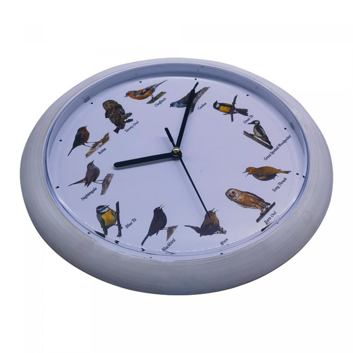 Reloj de pared con sonido de pájaros Europeos - Blanco | BronHome© -Bronmart